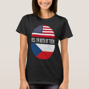 T-shirt Demi-Américain Demi-Tchèque USA Drapeau Tchèque Ré