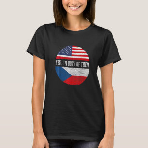 T-shirt Demi-Américain Demi-Tchèque USA Drapeau Tchèque Ré