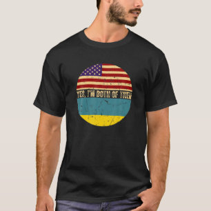 T-shirt Demi-Américain Demi-Ukrainien USA Ukraine Drapeau 
