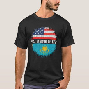 T-shirt Demi-Américain Kazakh USA Drapeau Kazakhstan