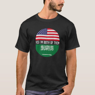 T-shirt Demi-Américain moitié Arabie Saoudite Drapeau Héri
