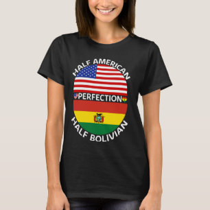 T-shirt Demi-Américain Moitié Bolivien Usa Bolivie Drapeau