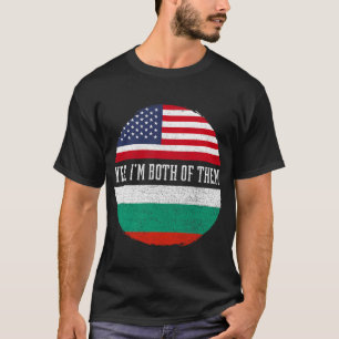 T-shirt Demi-Américain moitié Bulgare USA Drapeau Bulgarie