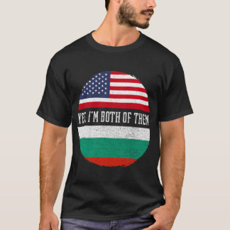 T-shirt Demi-Américain moitié Bulgare USA Drapeau Bulgarie