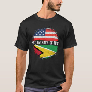 T-shirt Demi-Américain moitié Guyanais USA Drapeau Guyana