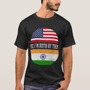 T-shirt Demi-Américain moitié Indien USA Drapeau Inde Patr