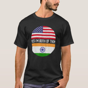 T-shirt Demi-Américain moitié Indien Usa Drapeau Patrimoin