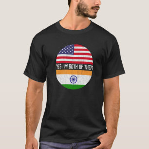 T-shirt Demi-Américain moitié Indien Usa Drapeau Patrimoin