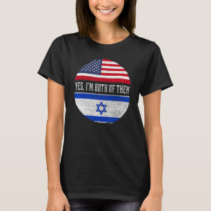 T-shirt Demi-Américain moitié Israël USA Drapeau Israël Hé