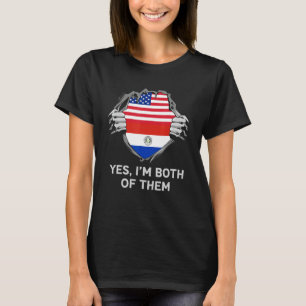 T-shirt Demi-Américain moitié Paraguayen USA Paraguay me d