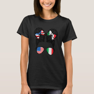 T-shirt Demi-Américaine Demi Italienne Fille USA Italie Dr