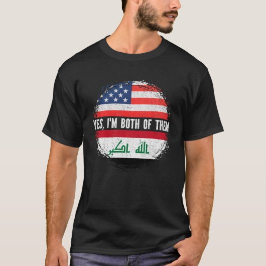 T-shirt Demi-Américaine moitié Irakienne USA Drapeau Irak  (Devant)