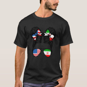 T-shirt Demi-Américaine Moitié Iranienne Fille USA Iran Dr