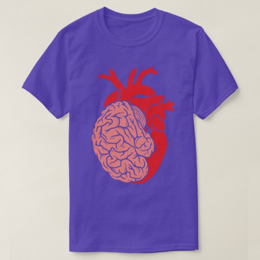 T-shirt Demi-cerveau moitié coeur Orgue Anatomie Science (Design devant)