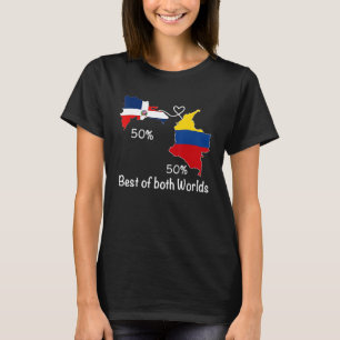 T-shirt Demi-colombien demi-drapeau mexicain Carte Love Me
