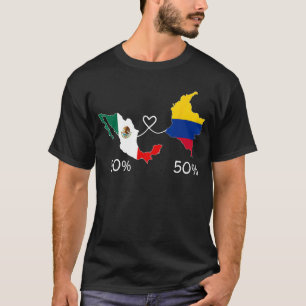 T-shirt Demi-colombien demi-drapeau mexicain Carte Love Me