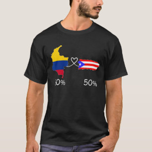 T-shirt Demi-Colombien moitié Porto-Rican Drapeau Carte Lo