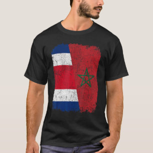T-shirt Demi-Costaricienne Semi-Marocaine Drapeau Héritage