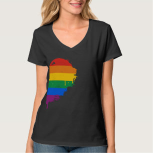 T-SHIRT DEMI DE DROITE DE COEUR D'ARC-EN-CIEL - .PNG