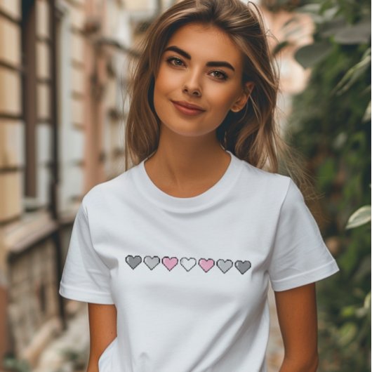 T-shirt Démi-fille Drapeau Coeur Pixel
