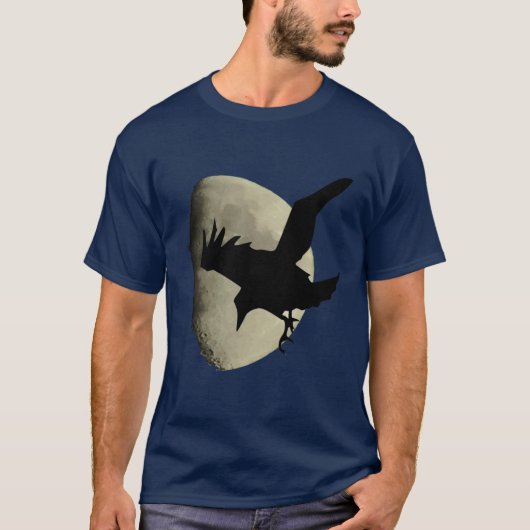 T-shirt Demi-Lune Avec Flying Raven Crow Silhouette (Devant)