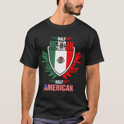 T-shirt Demi-shirt mexicain mi-américain (Devant)