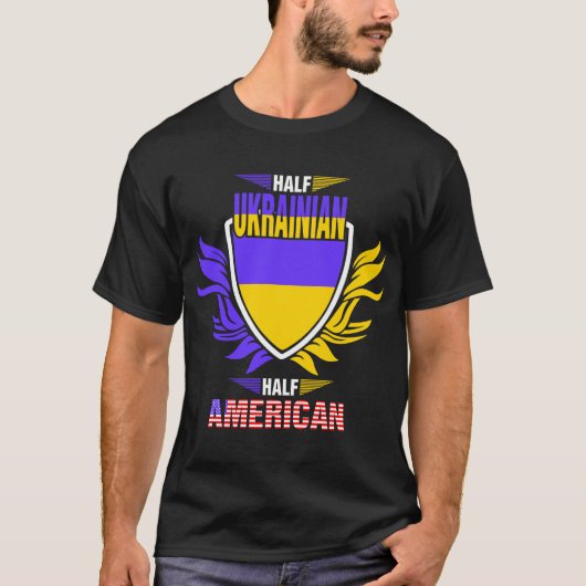 T-shirt Demi-shirt ukrainien mi-américain (Devant)