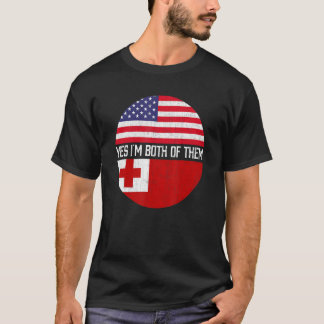 T-shirt Demi-Tongan américain Drapeau américain Patrimoine
