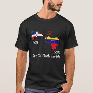 T-shirt Demi Venezuela demi-dominicain Drapeau Carte Amour