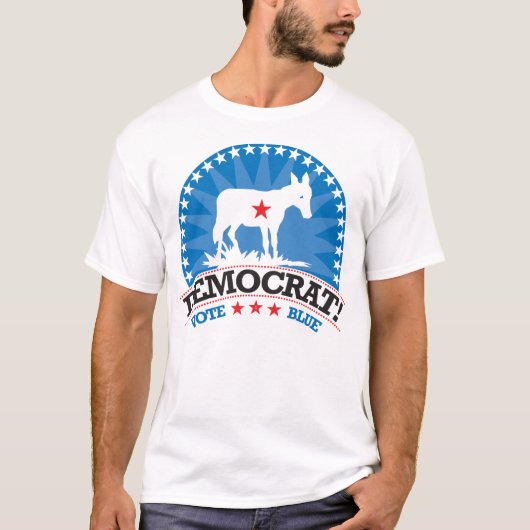 T-shirt Démocrate ! Bleu de vote ! (Devant)