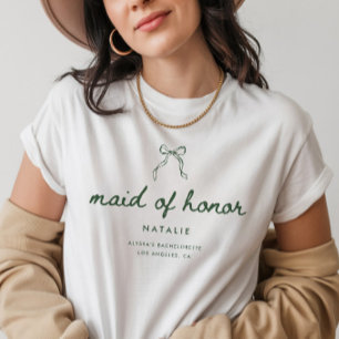 T-shirt Demoiselle d'honneur Coquette verte Nom Enterremen