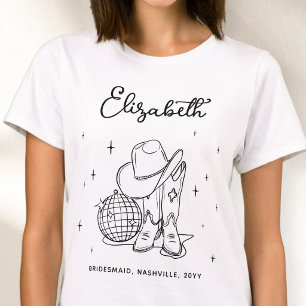 T-shirt Demoiselle d'honneur disco cowgirl écriture noire