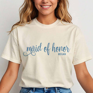 T-shirt Demoiselle d'honneur écriture bleue calligraphie r
