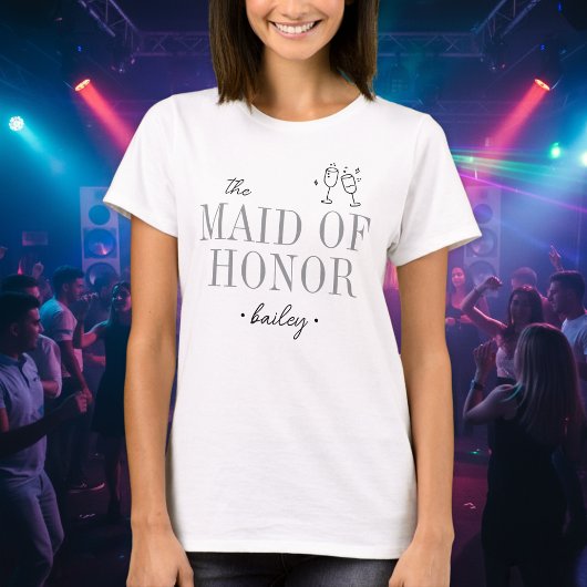 T-shirt Demoiselle d'honneur minimaliste moderne Bachelore