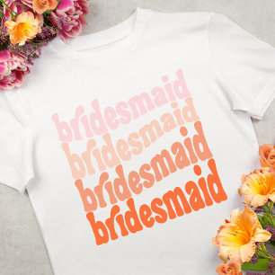 T-shirt Demoiselle d'honneur rétro orange boho