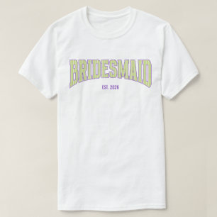 T-shirt Demoiselle d'honneur verte + rayure beige et viole