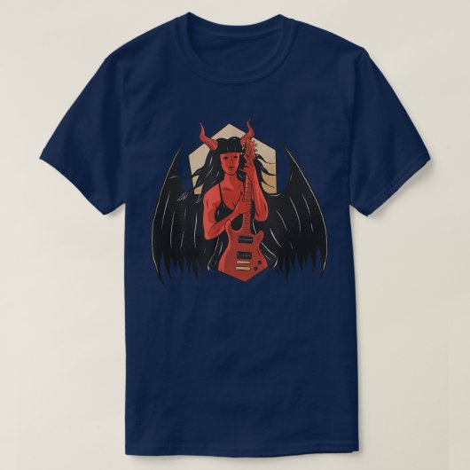 T-shirt Demon Hell Lucifer Devil Evil Underworld Guitar Mu (Design devant)
