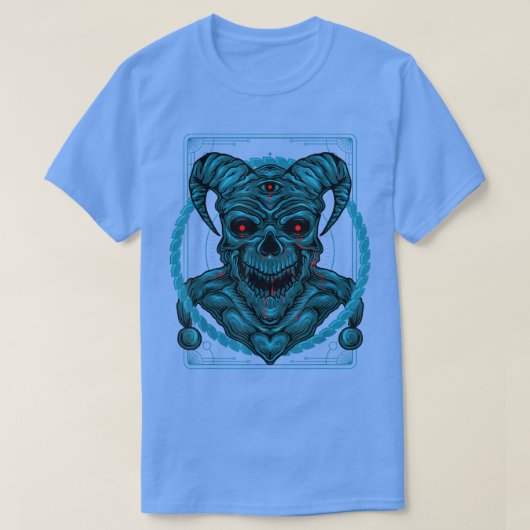 T-shirt Demonic Trois Eyed Skull Bone Head Skeleton Skull (Design devant)