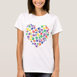 T-shirt d'empreintes de pattes d'arc-en-ciel