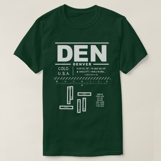 T-shirt DEN de l'aéroport international de Denver (Design devant)