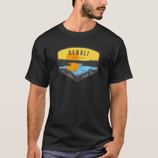 T-shirt Denali Alaska Park Sunset Trees (Devant)