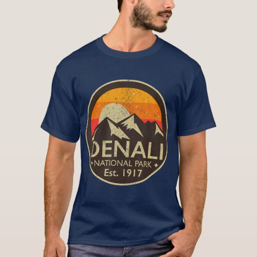 T-shirt Denali National Park Alaska Retro Randonnée Cadeau (Devant)