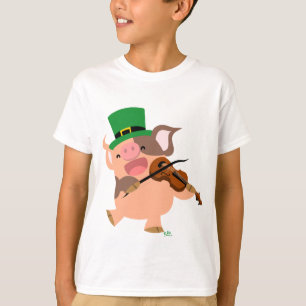T-shirt d'enfants de porc de violoniste du jour de