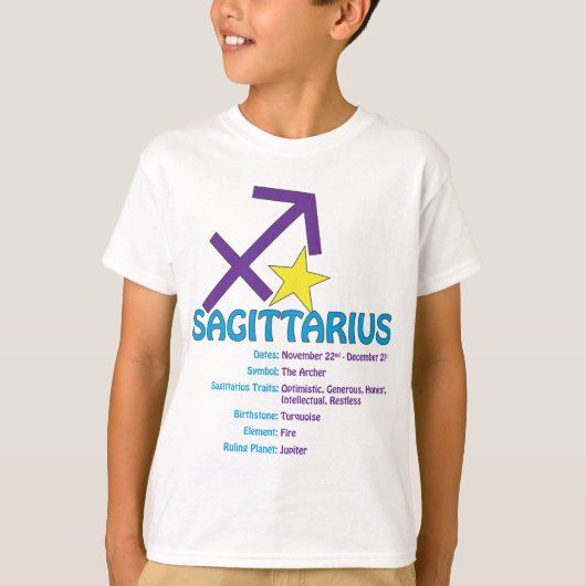 T-shirt d'enfants de traits de Sagittaire (Devant)