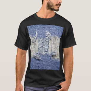 T-shirt Dénim bleu déchiré : texture de jeans.