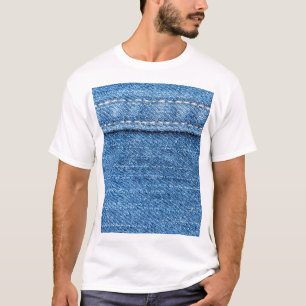 T-shirt Dénim Bleu : Jeans Classique Texture.
