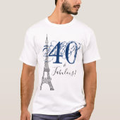 T-shirt Denim Blue 40 & Fabuleux Paris Eiffel Tower (Devant)