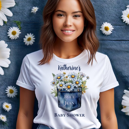 T-shirt Denim Blue Jean | Baby shower floral de Daisies