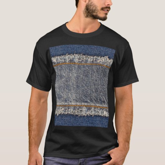 T-shirt Denim Blue Jeans : Décontracté Double Patch (Devant)