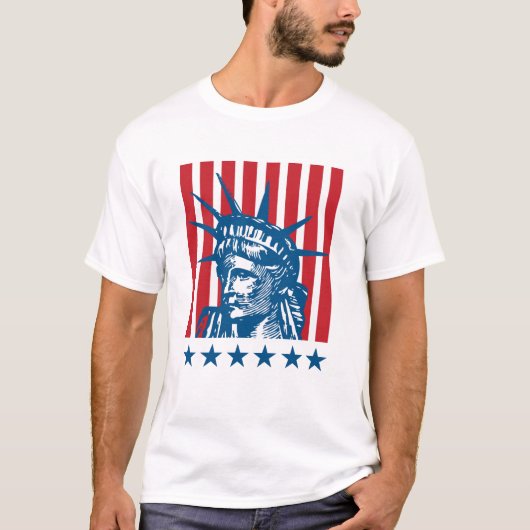 T-shirt Denim Blue Red Light Blue Bold Americana Business (Devant)